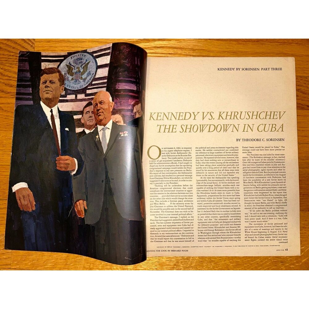 Kennedy vs Khrushchev JFK article vintage Look Magazine 9/7/1965